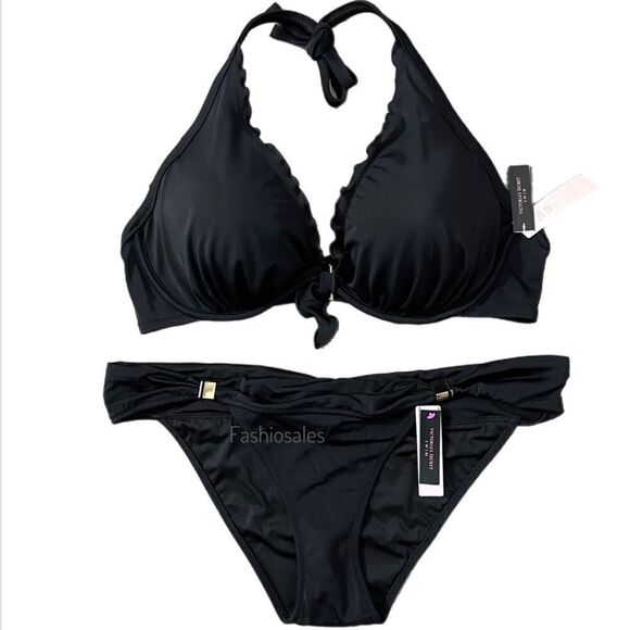 Victorias Secret Swim Capri Ruffle Bikini top Removable Push Up & Bottoms Set - Picture 3 of 5
